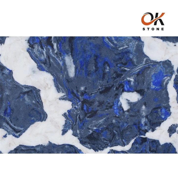 Calacatta Blue Quartz With Grey Veins Vanity Top factory