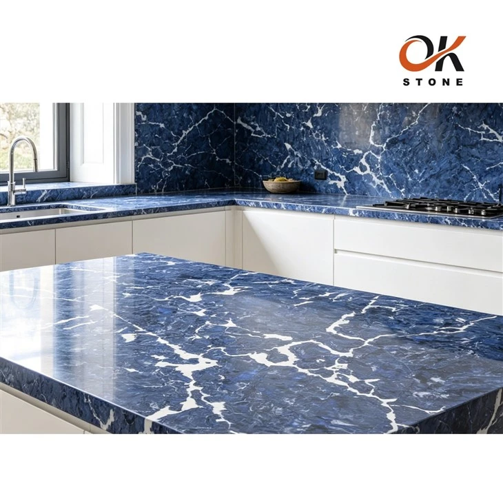 Calacatta Blue Quartz With Grey Veins Vanity Top price